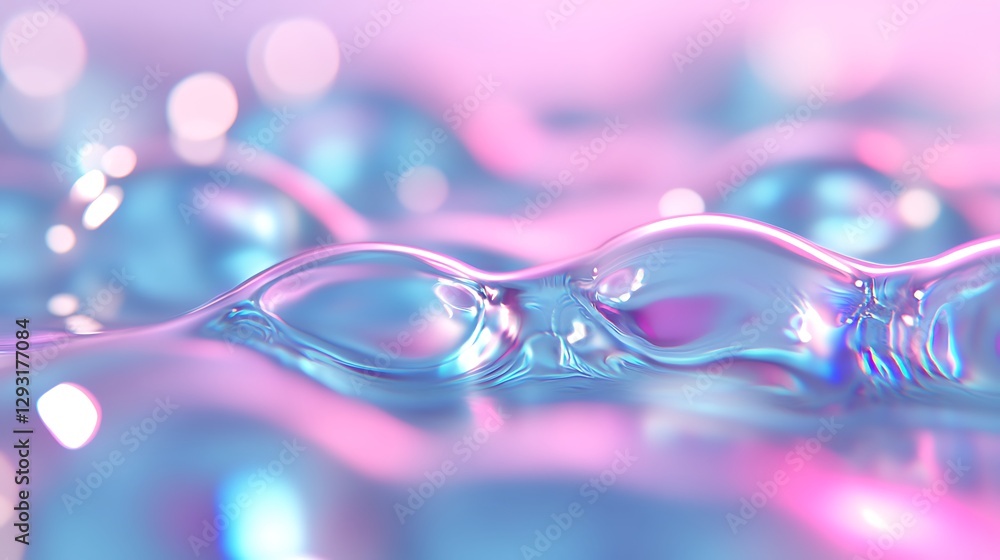Poster colorful soap bubbles with a gradient background in soft focus creating a dreamy atmosphere