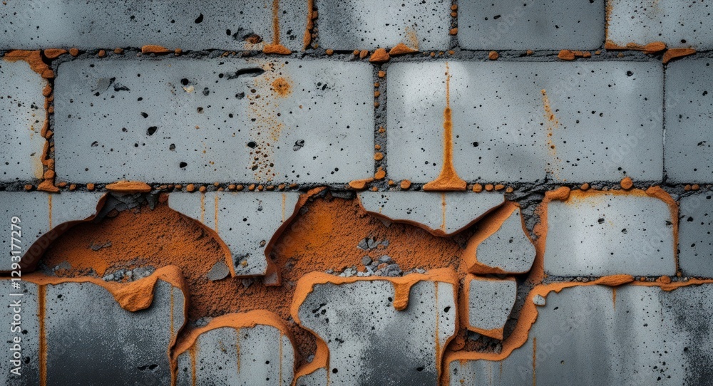 Poster rusty concrete wall texture with peeling paint and damaged surface for backgrounds and design projec