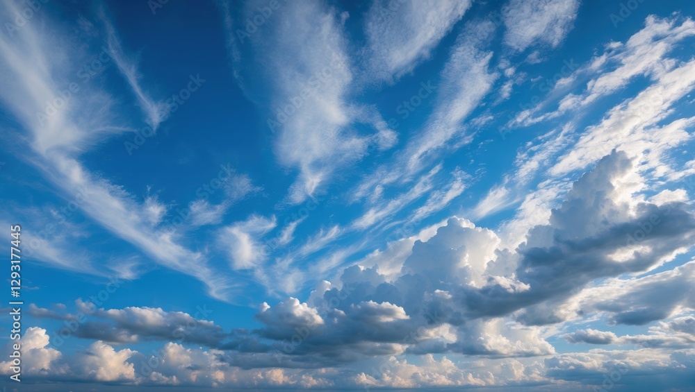 Aufkleber vibrant blue sky with dynamic cloud formations creating a serene and uplifting natural background fo