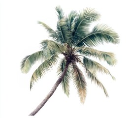 Isolated palm tree depicted in a watercolor illustration set