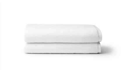 Soft White Towels Stacked Neatly on a Clean Background for Spa Use