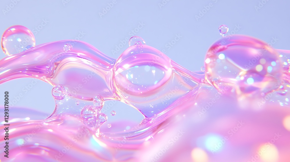Poster colorful translucent bubbles on a soft pastel background creating a dreamy and whimsical atmosphere