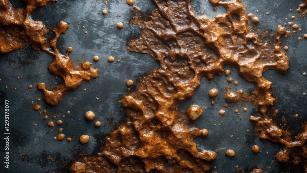 Poster mud texture stains on steel surface showcasing intricate patterns and earthy tones for design and ba