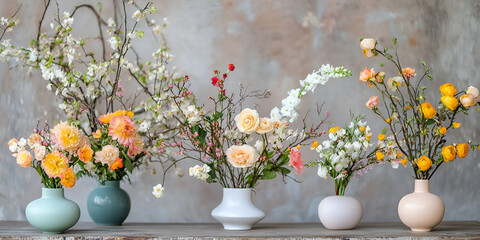 Elegant Spring Floral Arrangements in Decorative Vases