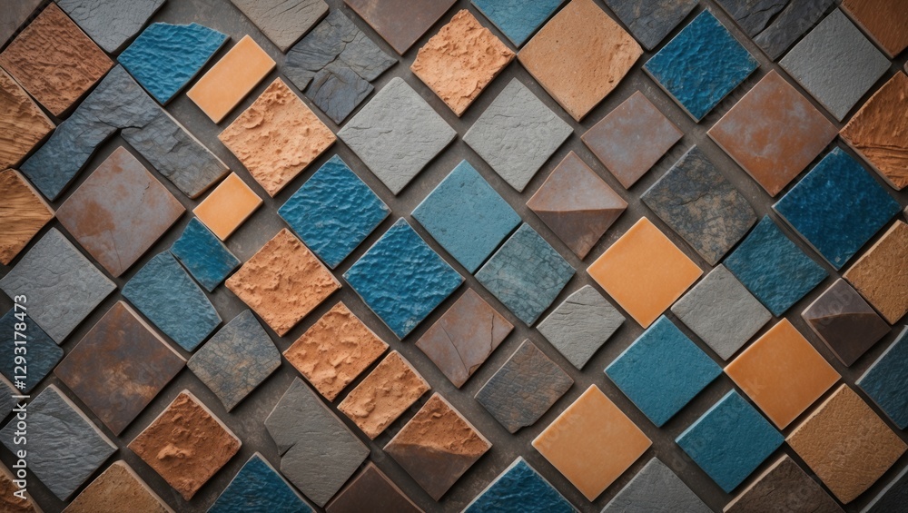 Aufkleber geometric textured tile background with various colors creating a modern aesthetic for design projec