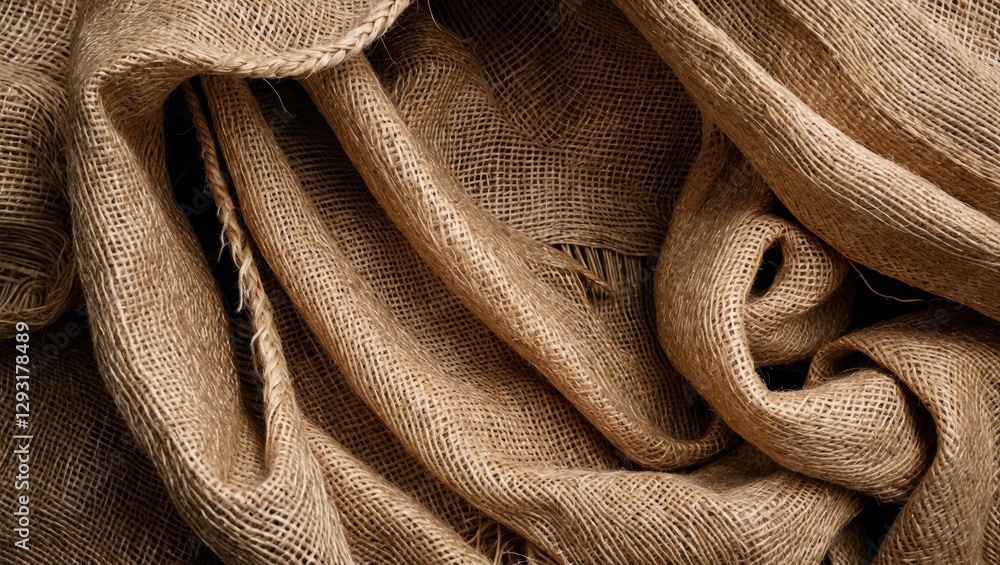Poster hessian sack fabric texture close-up ideal for backgrounds and overlays in design projects or produc