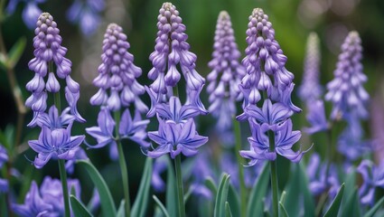 Macro photography of vibrant purple Agapanthus flowers in a lush garden setting capturing the essence of spring beauty and tenderness.