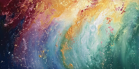 Fototapeta premium Abstract Ocean Waves Painting with Thick Brush Strokes, Glitter Texture, and Vibrant Colors in a Bold, Modern Style Representing the Power of the Sea