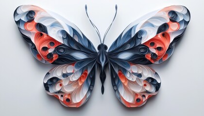 Vivid papercut butterfly display art studio crafting process bright environment close-up view colorful symmetry