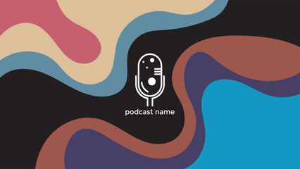 PODCAST FLAT PASTEL COLORFUL BACKGROUND WITH HAND DRAWN ORGANIC SHAPES SIMPLE TEMPLATE DESIGN VECTOR. GOOD FOR COVER DESIGN, BANNER, WEB,SOCIAL MEDIA