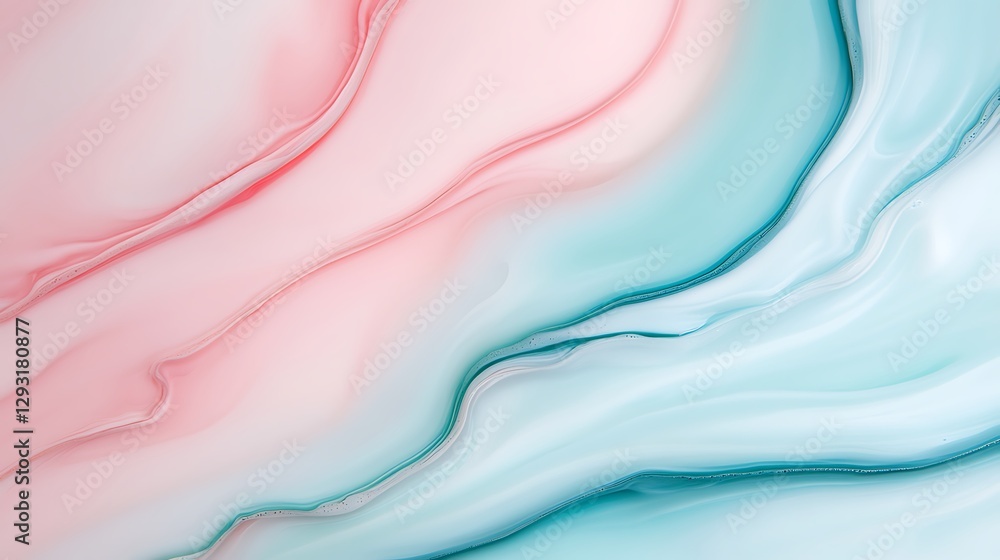 Aufkleber elegant abstract fluid art featuring soft pink and turquoise waves with smooth gradients and artisti