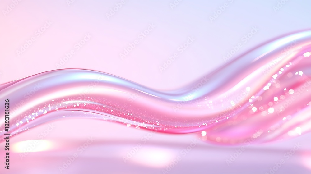 Poster elegant flowing pink waves with sparkles and soft lighting in abstract background