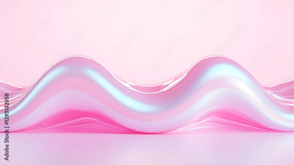 Poster elegant flowing waves in soft pink and blue tones with smooth glossy surface design for abstract bac