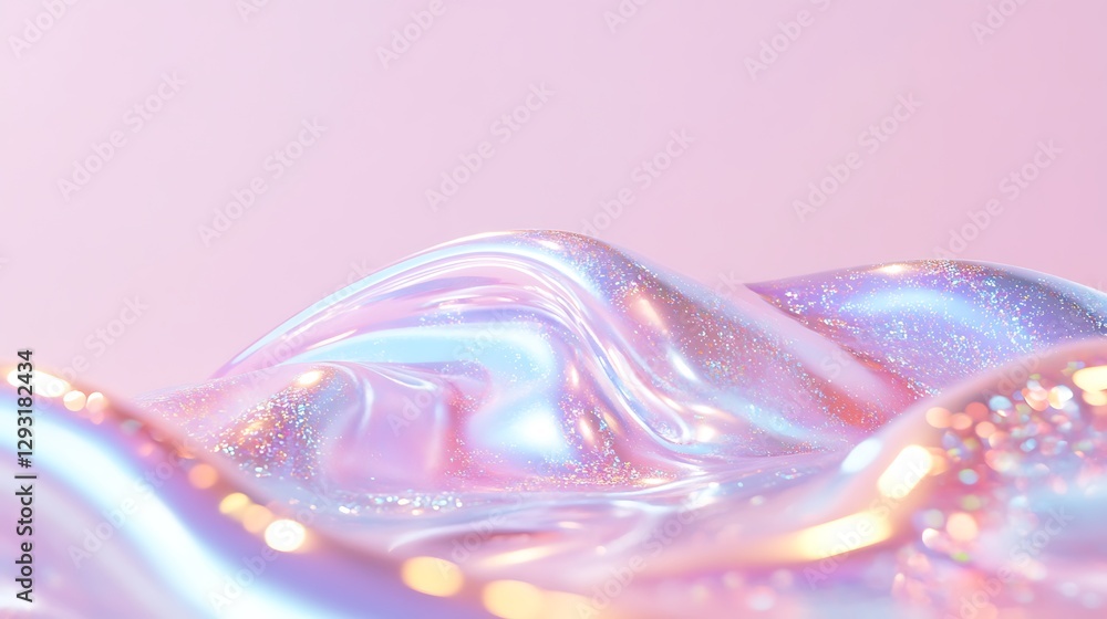 Poster elegant glossy waves with sparkling texture on a soft pink background for creative projects and pres