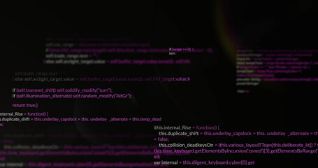 Image of data processing over dark background