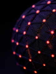 Fototapeta premium Close-up of a high-tech sphere illuminated by vibrant colored lights.
