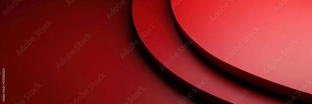 Poster abstract composition of red circular shapes overlapping on a rich red background, evoking emotions o