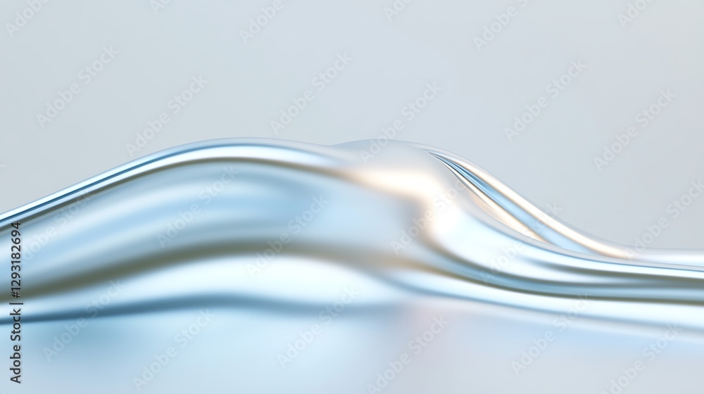 Poster elegant smooth metallic waves with soft reflections on a light background for artistic and abstract 
