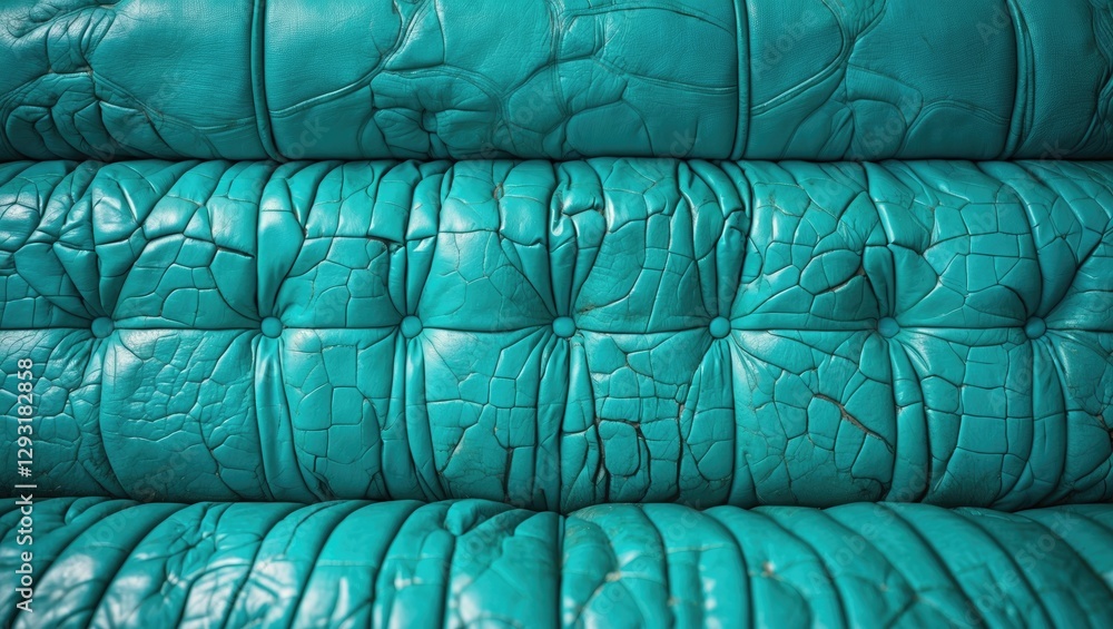 Aufkleber turquoise leather upholstery texture with intricate detailing and depth highlighting the rich color 