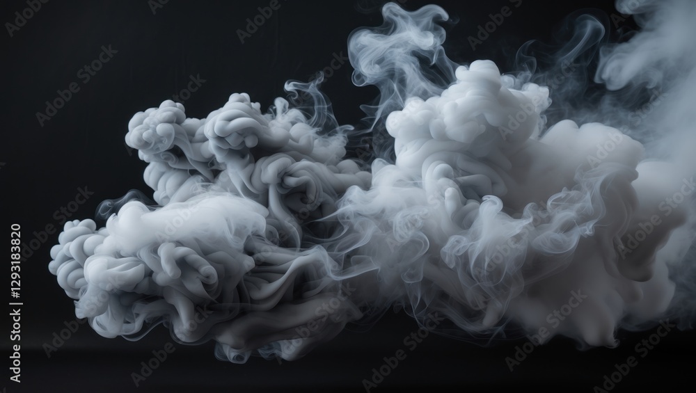 Poster abstract smoke clouds swirling gracefully against a black background creating an atmospheric and mys