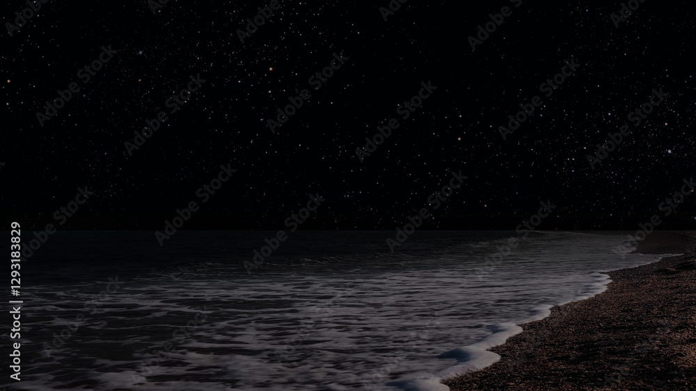 Canvas Prints a movement of stars in the night sky with the view of mountains..