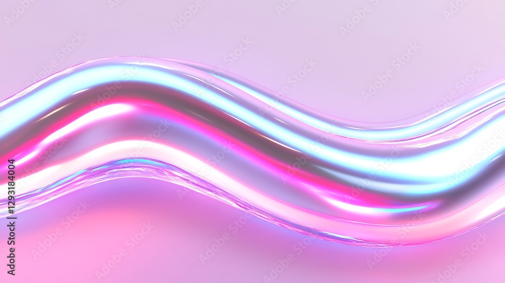 Poster flowing abstract waves in vibrant colors with smooth gradient highlights and soft background effects