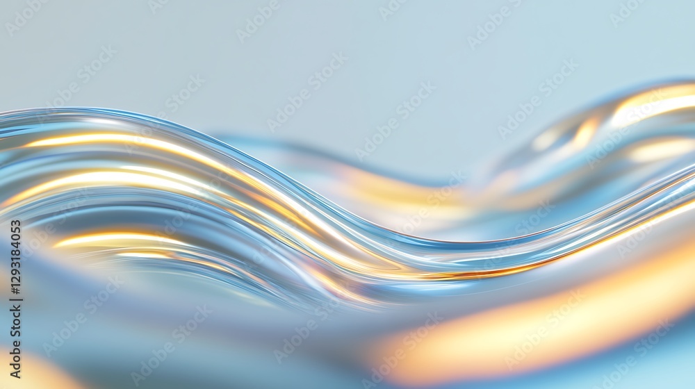 Aufkleber flowing abstract waves with soft light reflections on smooth surface in modern aesthetic design