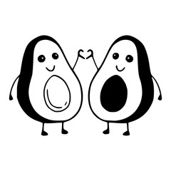 two funny cartoon avocado