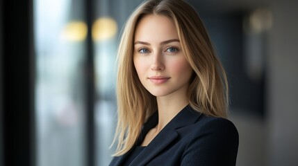 Confident businesswoman in blazer, embodying professionalism and leadership.