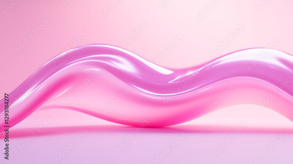 Poster flowing pink wave in soft light with smooth surface and subtle glossy finish for abstract background