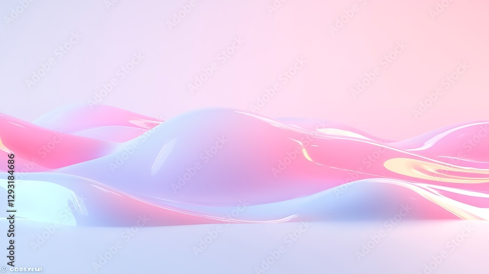 Poster fluid abstract background with soft pink and blue waves in minimalist style for creative projects or