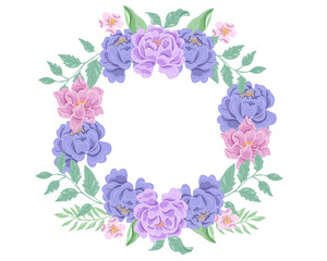 Elegant Hand Drawn Purple Rose Wreath