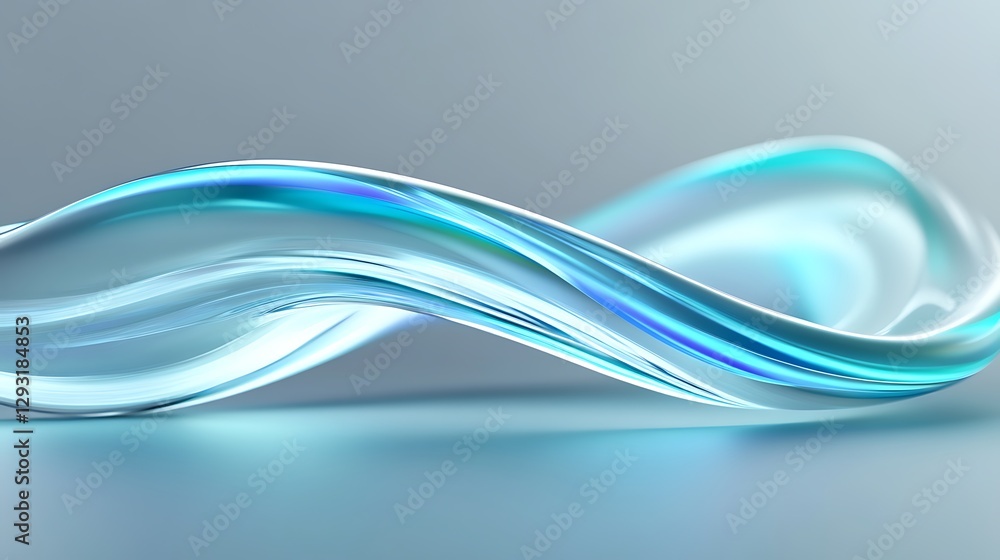 Poster fluid abstract wave design with soft blue tones and glossy surface for creative backgrounds and illu