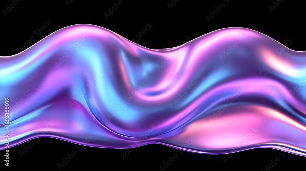 Poster fluid dynamic abstract background with colorful shimmering waves in purple blue tones