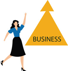 Businesswoman standing in front of business arrow. Business opportunity dan career development