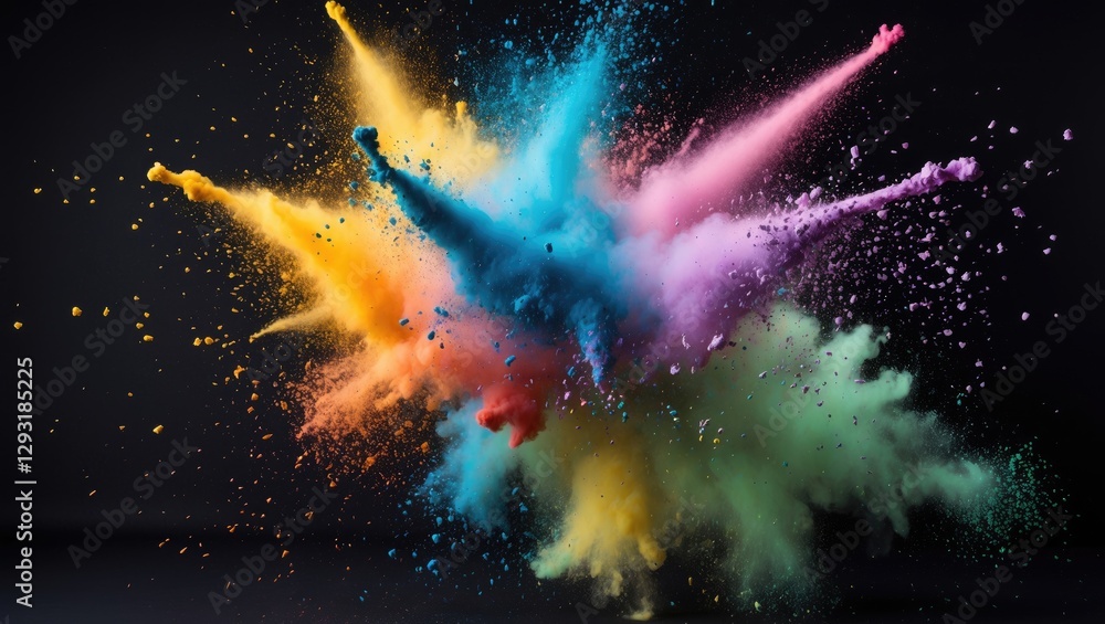 Aufkleber colorful powder explosion creating vibrant abstract background with dynamic motion and vivid hues on