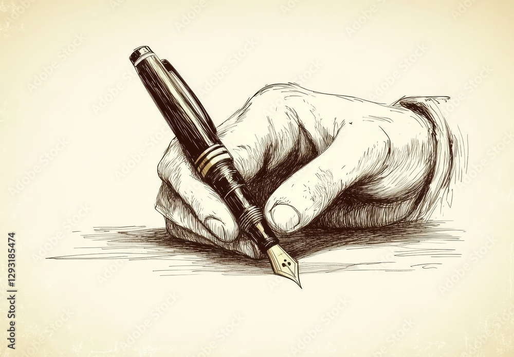 Poster a single, unbroken line drawing of a pen creating a wave with a fine stroke. a pencil icon in a simp