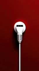 Fototapeta premium Close-up of a white electrical plug against a vibrant red background.