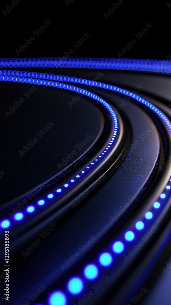Poster close-up of blue led lights on a dark background, creating a mesmerizing pattern.