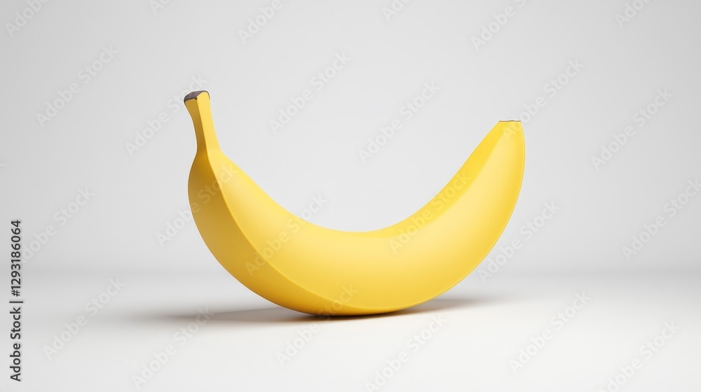Poster stylized yellow banana with smooth surface on minimal background