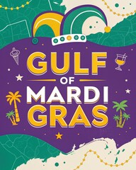 Obraz premium mardi gras poster with a map, mardi gras carnival