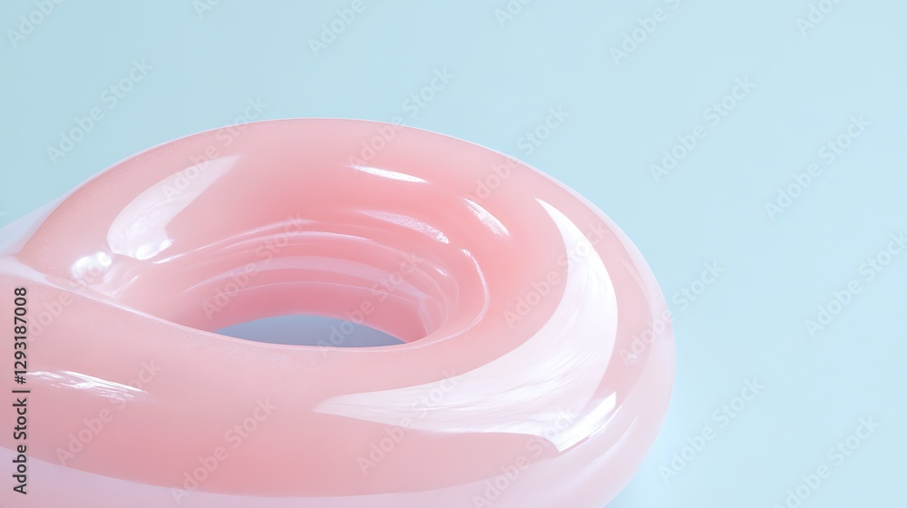 Poster glossy pink smooth curve abstract design on soft blue background for creative concepts and modern ar