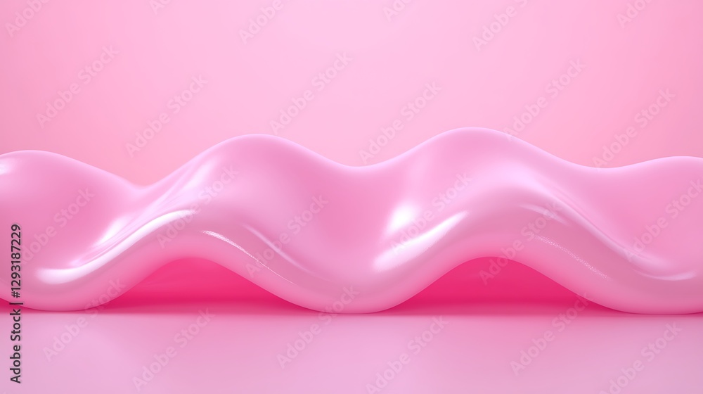 Poster glossy pink wavy surface on soft pink background for abstract and modern design concepts