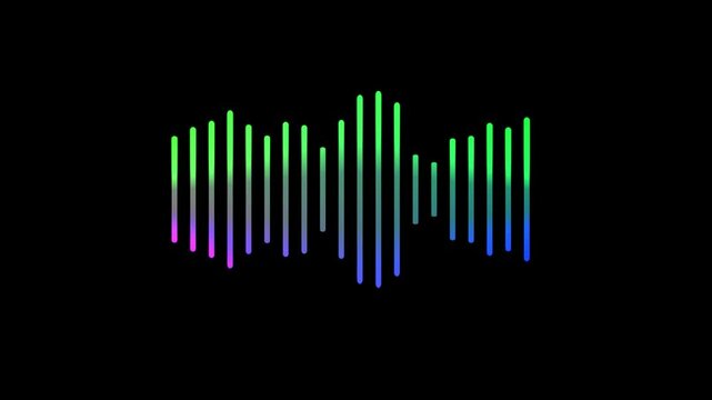 Sound wave audio spectrum black background.Audio waveform spectrum animation.4k abstract music sound wave or audio waveform isolated on black background.Audio waves Animated on black background,