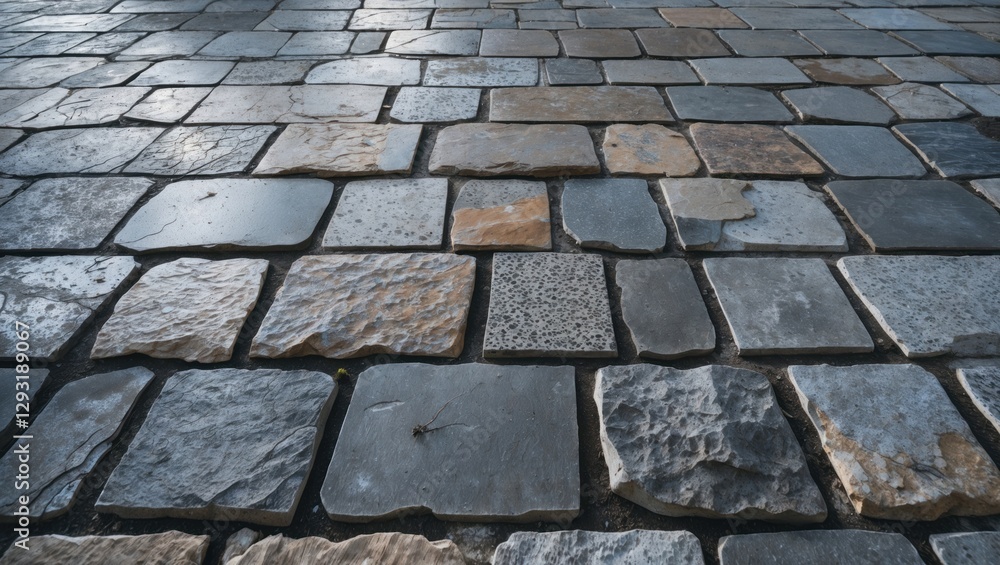 Poster stone pavement texture with varied colors and patterns suitable for backgrounds, architecture, or ex