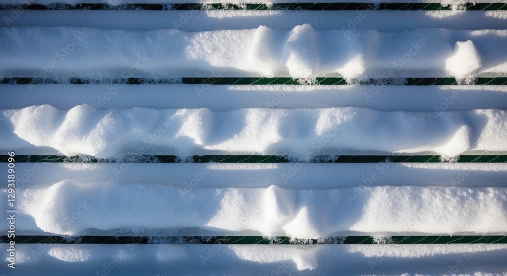 Aufkleber snowy texture showcasing shadows and patterns created by a fence, highlighting the contrast between 