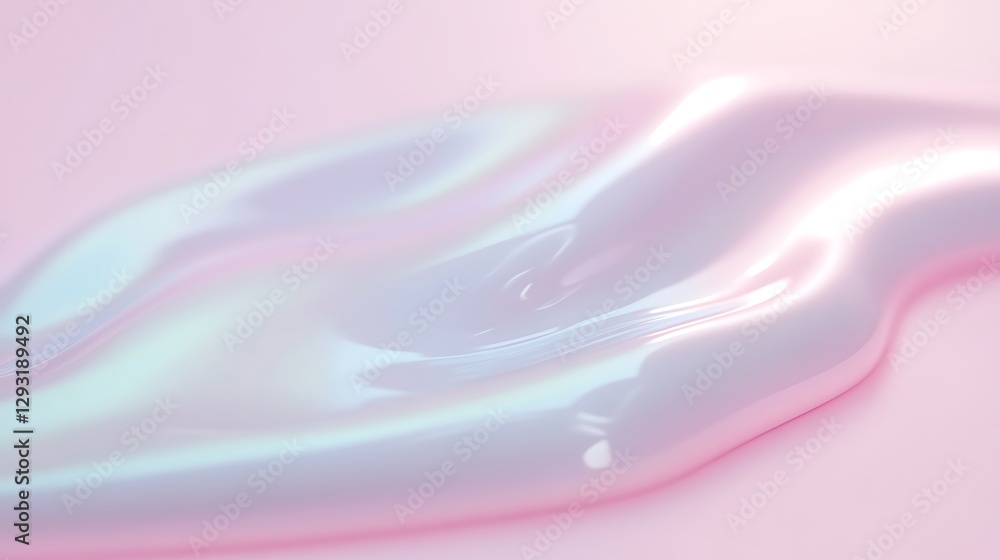Poster iridescent fluid texture on soft pink surface for abstract artistic background and design elements