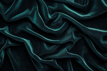 Fototapeta premium Emerald Velvet Drapes Create a Rich Tapestry of Texture and Color. Generative AI