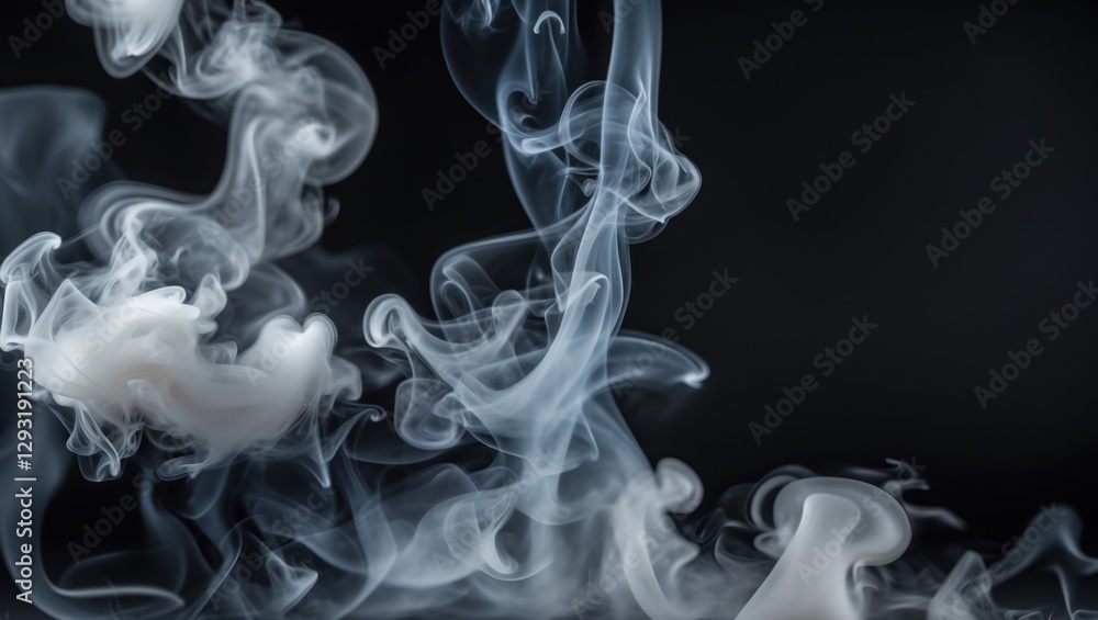 Aufkleber abstract white smoke swirls gracefully on a deep black background creating an elegant and atmospheri