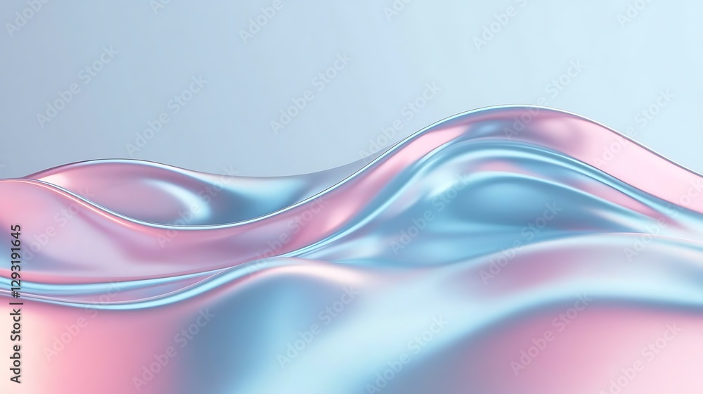 Poster iridescent waves of soft pastel colors flowing in a dreamy abstract background for creative projects
